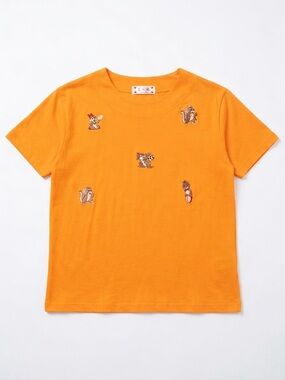 Vintage Japanese Cotton Short Sleeve Orange Top with Disney Inspired characters